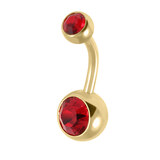 Gold Plated Titanium (PVD) Double Jewelled Belly Bars - SKU 38160