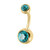 Gold Plated Titanium (PVD) Double Jewelled Belly Bars - SKU 38162