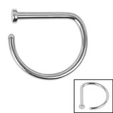 Titanium D shape Open Nose Ring - SKU 38182