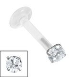 Bioflex Push-fit Labret with Steel Claw Set Round Gem - SKU 38266