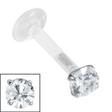 Bioflex Push-fit Labret with Steel Claw Set Round Gem - SKU 38267