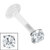 Bioflex Push-fit Labret with Steel Claw Set Round Gem - SKU 38267