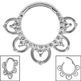 Steel Petal Mandala Hinged Clicker Ring - SKU 38386