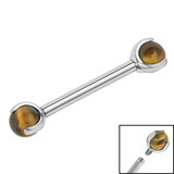 Titanium Internally Threaded Barbells 1.6mm - Titanium Claw Set Tigers Eye Balls - SKU 38436