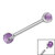 Titanium Internally Threaded Barbells 1.6mm - Titanium Claw Set Amethyst Balls - SKU 38440