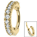 Steel 2.2mm Pave Set Jewelled Edge Hinged Clicker Ring - SKU 38470