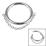 Titanium Orbit Single Chain Hinged Clicker Ring - SKU 38503