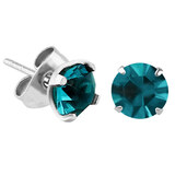 Steel Ear Stud Earrings - Claw Set Jewelled - SKU 38516