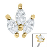 Steel Marquise Jewelled Leaves Trio  for Internal Thread shafts in 1.2mm - SKU 38548