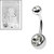 Sterile Titanium Double Jewelled Belly Bars - SKU 38563