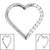 Titanium Pave Set Jewelled Heart Hinged Clicker Ring - SKU 38624