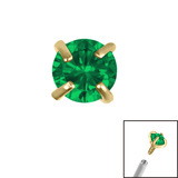 Gold Plated Titanium (PVD) Claw Set Round CZ Jewel for Internal Thread shafts in 1.2mm - SKU 38686