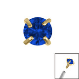 Gold Plated Titanium (PVD) Claw Set Round CZ Jewel for Internal Thread shafts in 1.2mm - SKU 38689