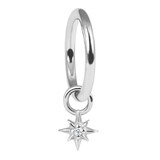 Steel Hinged Segment Ring with Steel 8 Point Jewelled Star Charm - SKU 38710