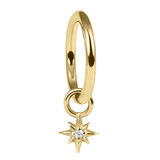 Steel Hinged Segment Ring with Steel 8 Point Jewelled Star Charm - SKU 38721