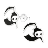 Sterling Silver Grim Reaper Ear Stud Earrings - SKU 38809