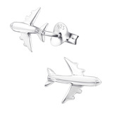 Sterling Silver Plane Ear Stud Earrings - SKU 38810