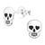 Sterling Silver Heart Eyes Skull Ear Stud Earrings - SKU 38814