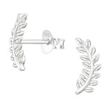 Sterling Silver Laurel Leaves Ear Stud Earrings - SKU 38818