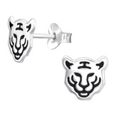 Sterling Silver Tiger Head Ear Stud Earrings - SKU 38820