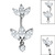 Belly Bar - Steel Internal Thread Claw Set 3 Jewelled Double Marquise Fan - SKU 38942