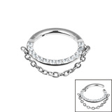 Titanium Hinged Pave Set Eternity Single Chain Clicker Ring - SKU 38960