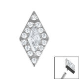 Titanium Jewelled Diamond Shaped Halo Top for Internal Thread shafts in 1.2mm - SKU 38967