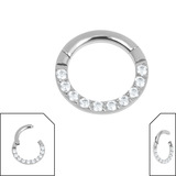 Titanium Hinged Pave Set Jewelled Eternity Clicker Ring - SKU 39032