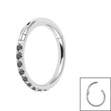 Titanium 1.2mm Pave Set Jewelled Edge Hinged Clicker Ring - SKU 39046