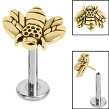 Titanium Threadless Labrets - Steel (Bend-fit) Honey Bee - SKU 39107