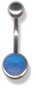Belly Bar - Steel with UV Cabouchon 10 / dark blue