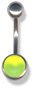 Belly Bar - Steel with UV Cabouchon 10 / yellow/green