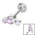 Titanium Internally Threaded Labrets 1.2mm - Infinity Titanium 3 Bezel Set Jewelled Crescent - SKU 39330
