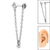 Titanium Internally Threaded Labrets 1.2mm - Steel Piercing Connection Chain with Drop Gem - SKU 39515