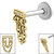 Titanium Internally Threaded Labrets 1.2mm - Steel 5 Jewelled Double Loop Chain Drop - SKU 39529