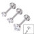 Titanium Triple Piercing with Steel Tops - Internally Threaded Claw Set Jewelled Labrets 1.2mm - SKU 39588