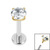 Titanium Internally Threaded Labrets 1.2mm - Gold Titanium Claw Set Round CZ Jewel 9mm / 4mm / Crystal Clear CZ - alternative image