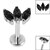 Titanium Internally Threaded Labrets 1.2mm - Titanium Claw Set 3 CZ Jewel Marquise Fan Titanium / 1.2mm, 9mm / Jet Black - alternative image