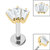 Titanium Internally Threaded Labrets 1.2mm - Steel Three Jewelled Art Deco Baguette Fan - SKU 39974