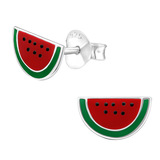 Sterling Silver Watermelon Ear Stud Earrings - SKU 40335