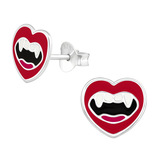 Sterling Silver Vampire Fangs Ear Stud Earrings - SKU 40340