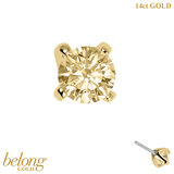 belong 14ct Solid Gold Threadless (Bend fit) Claw Set Round CZ Jewel 2.5mm - SKU 40346