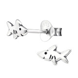 Sterling Silver Shark Ear Stud Earrings - SKU 40367