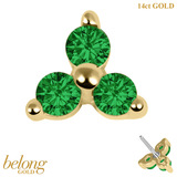 belong 14ct Solid Gold Threadless (Bend fit) Claw Set CZ Jewelled Trinity - SKU 40373