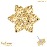 belong 14ct Solid Gold Threadless (Bend fit) Claw Set CZ Jewelled Flower - SKU 40389