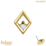belong 14ct Solid Gold Threadless (Bend fit) Jewel Set Diamond Outline - SKU 40393