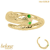 belong 14ct Solid Gold Jewelled Snake Eyes Hinged Clicker Ring - SKU 40401