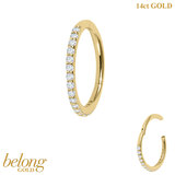 belong 14ct Solid Gold 1.2mm Pave Set Jewelled Edge Hinged Clicker Ring - SKU 40410