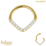 belong 14ct Solid Gold Pave Set CZ Jewelled Teardrop Hinged Clicker Ring - SKU 40412