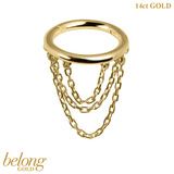 belong 14ct Solid Gold Ripple Loop Chain Drop Hinged Clicker Ring - SKU 40413